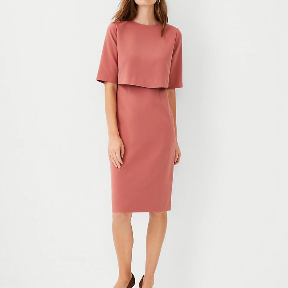 Ann Taylor Overlay Elbow Sleeve Dress